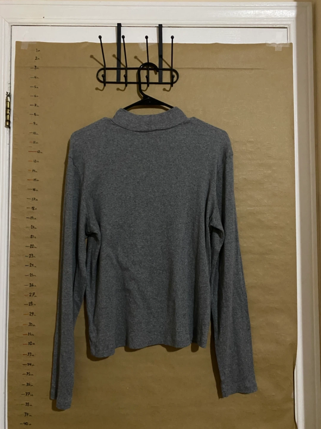 Grey Ribbed Mock Neck Long Sleeve Top - photo 2