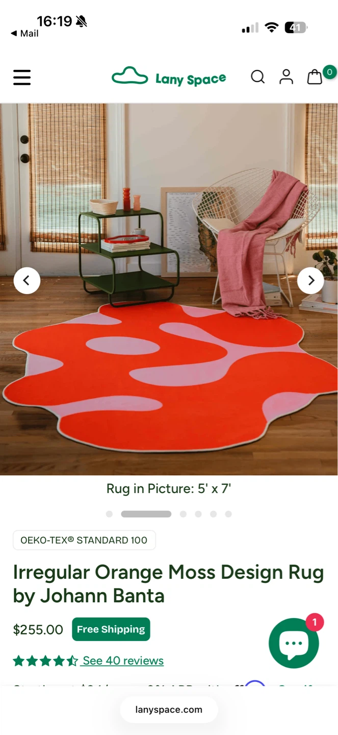 Lany Space Irregular Orange Moss Design Rug 5' x 7'