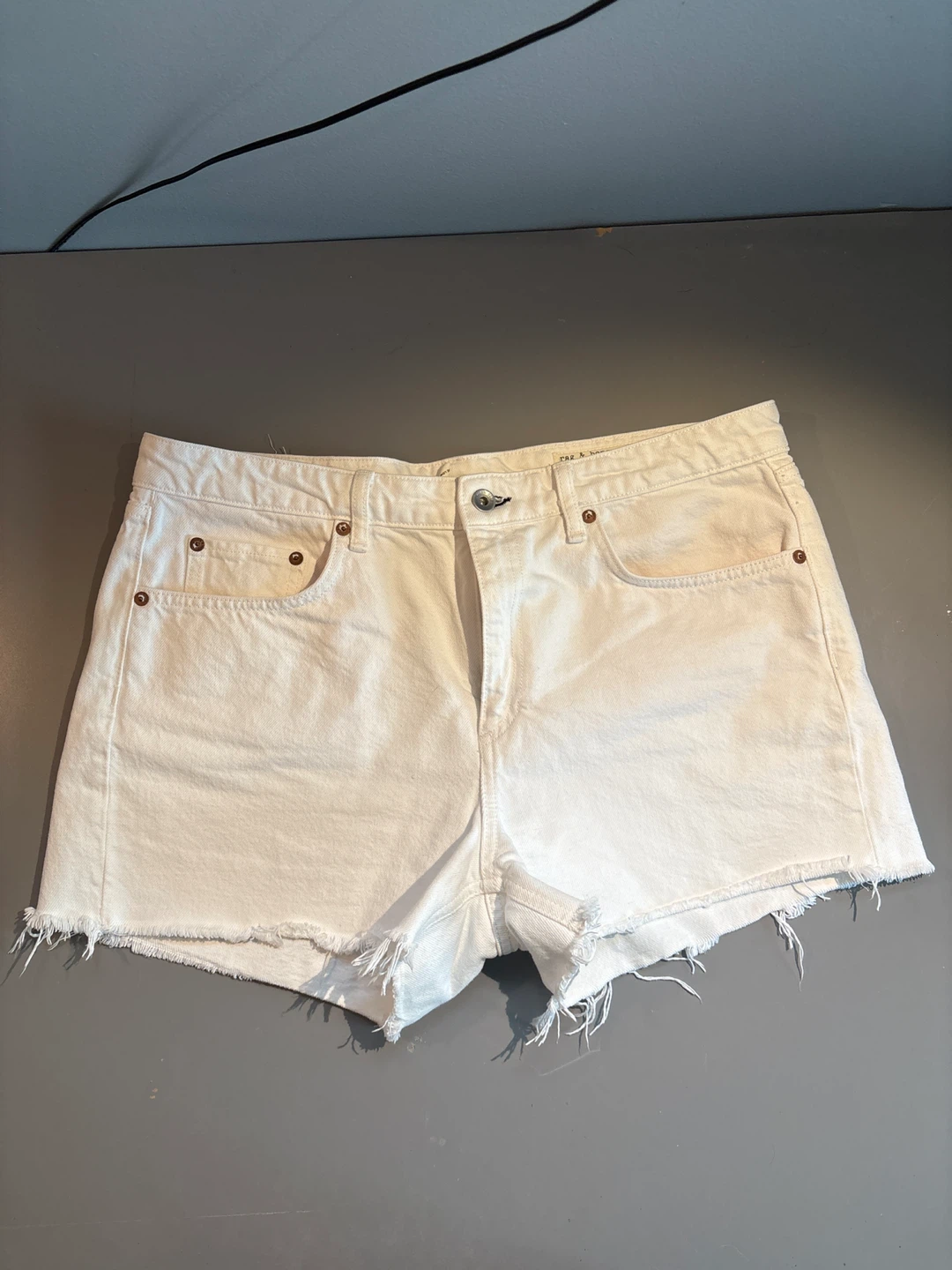 Rag & Bone White Denim Cutoff Shorts - Size 31 - photo 2