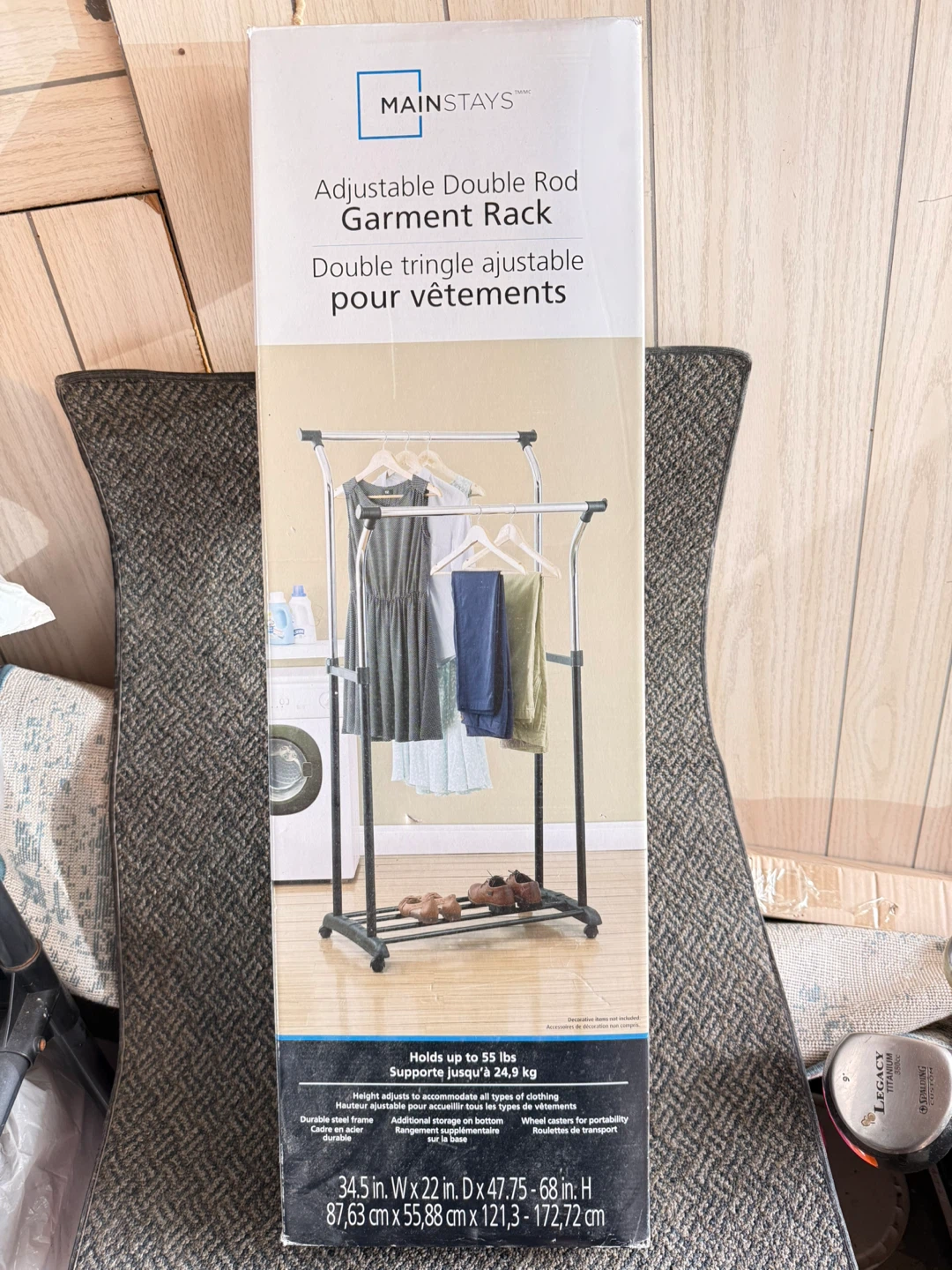 Not used - Mainstays Adjustable Double Rod Garment Rack