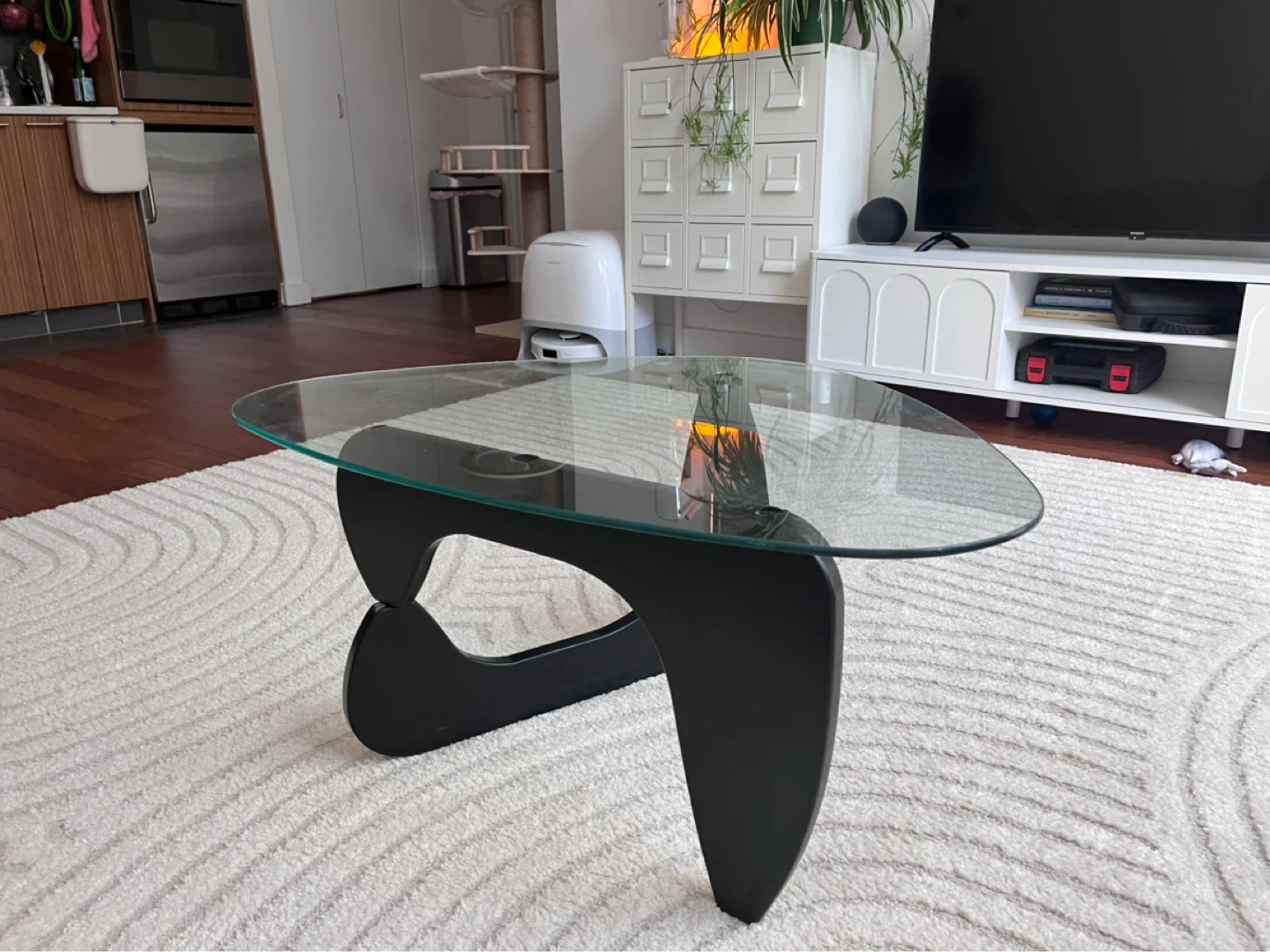 Noguchi Style Coffee Table with Glass Top