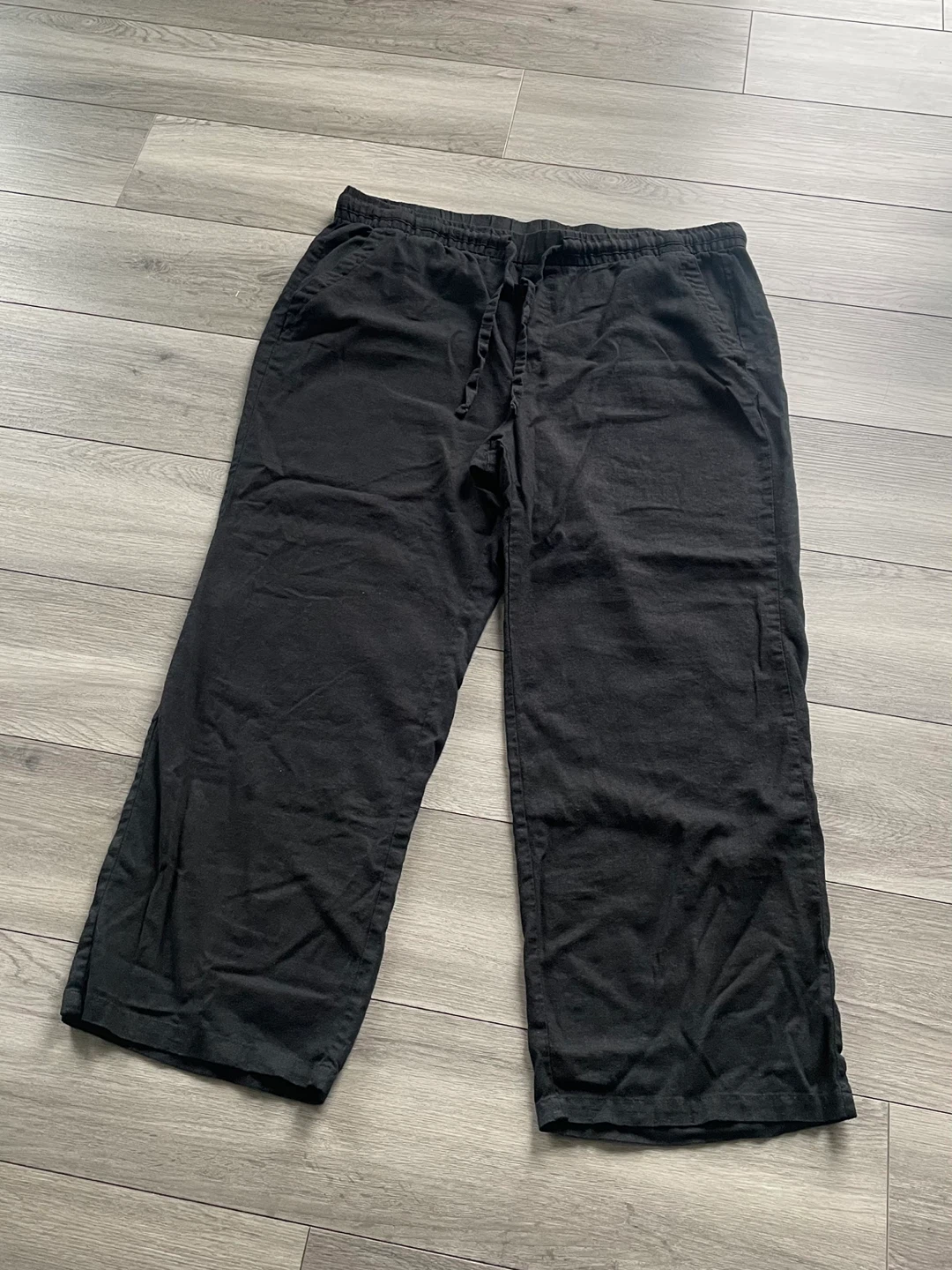 Black Linen Blend Wide Leg Pants - photo 5