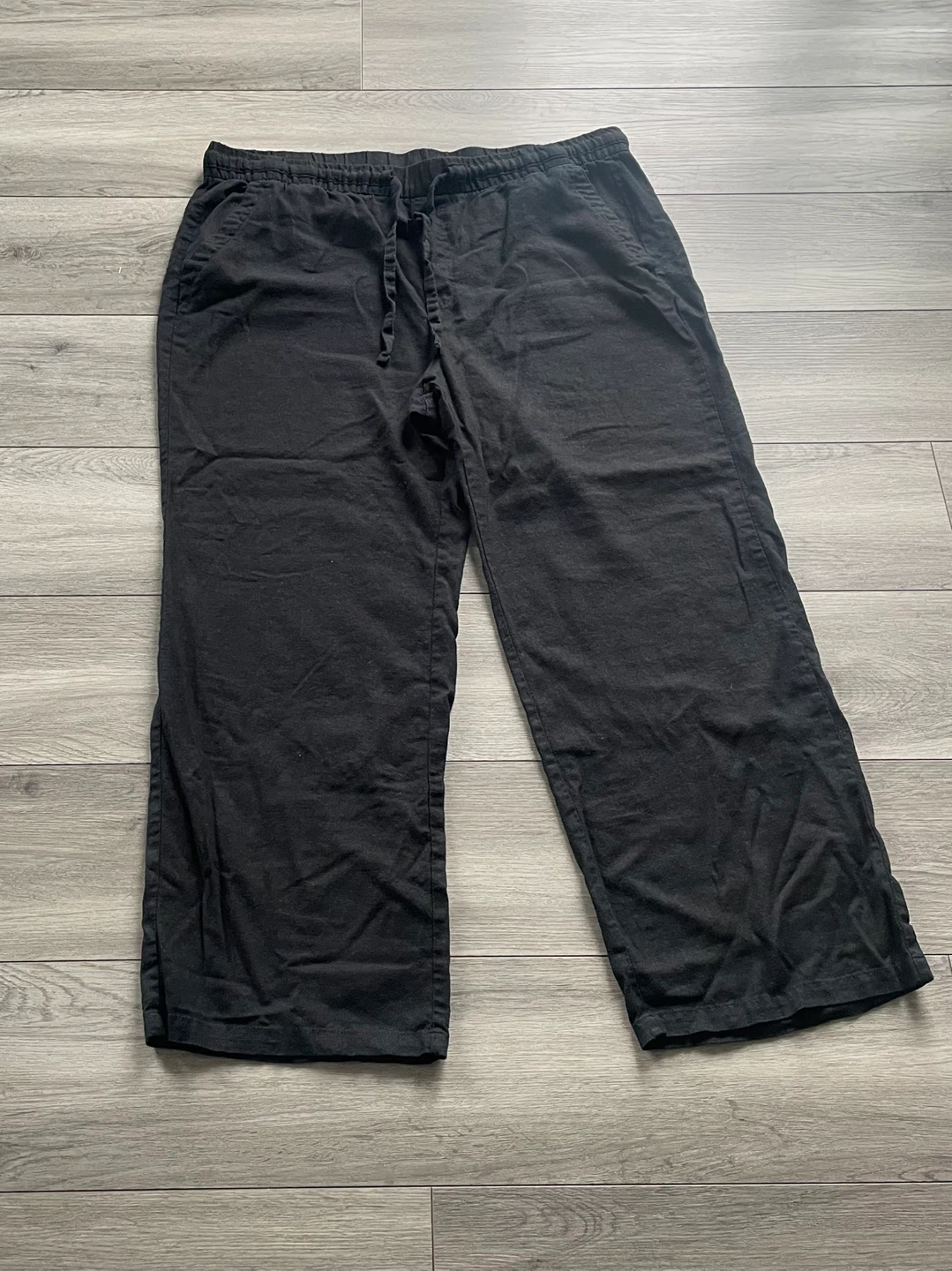 Black Linen Blend Wide Leg Pants - photo 4