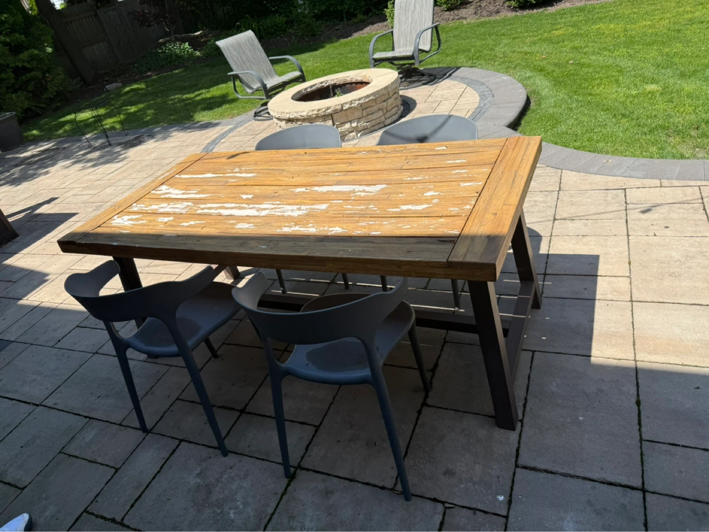 Wooden Outdoor Dining Table with 4 Chairs