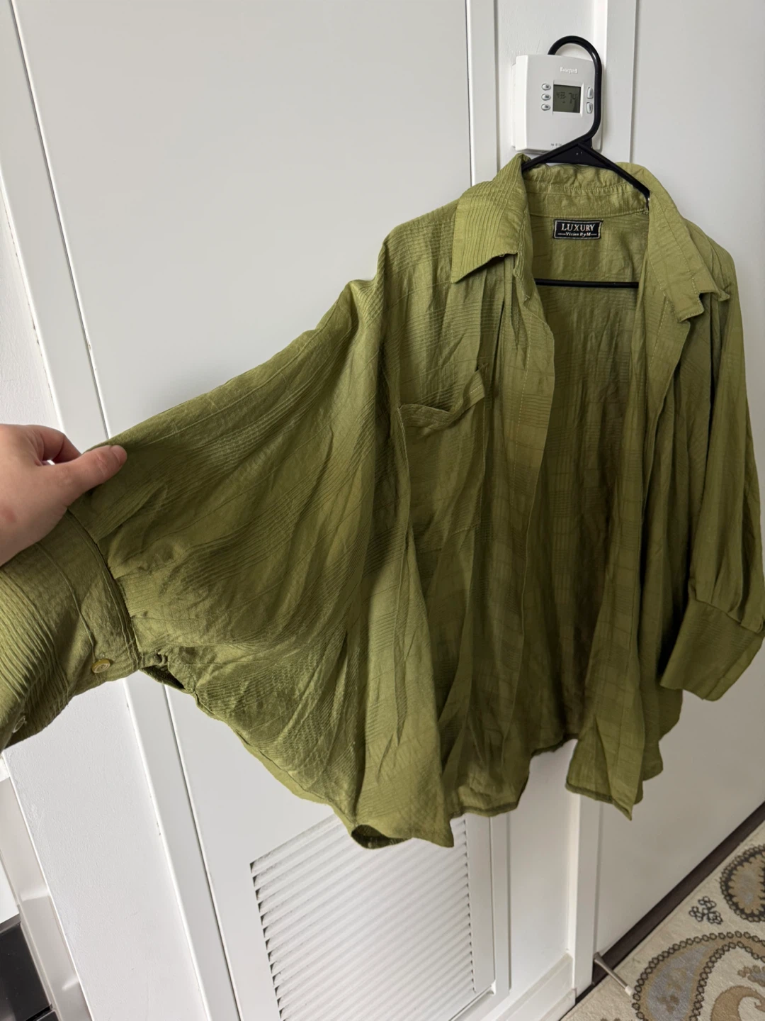 Olive Green Textured Button-Up Shirt size L - photo 2
