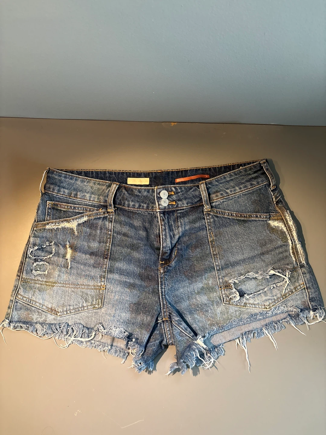Denim Distressed Shorts - photo 3