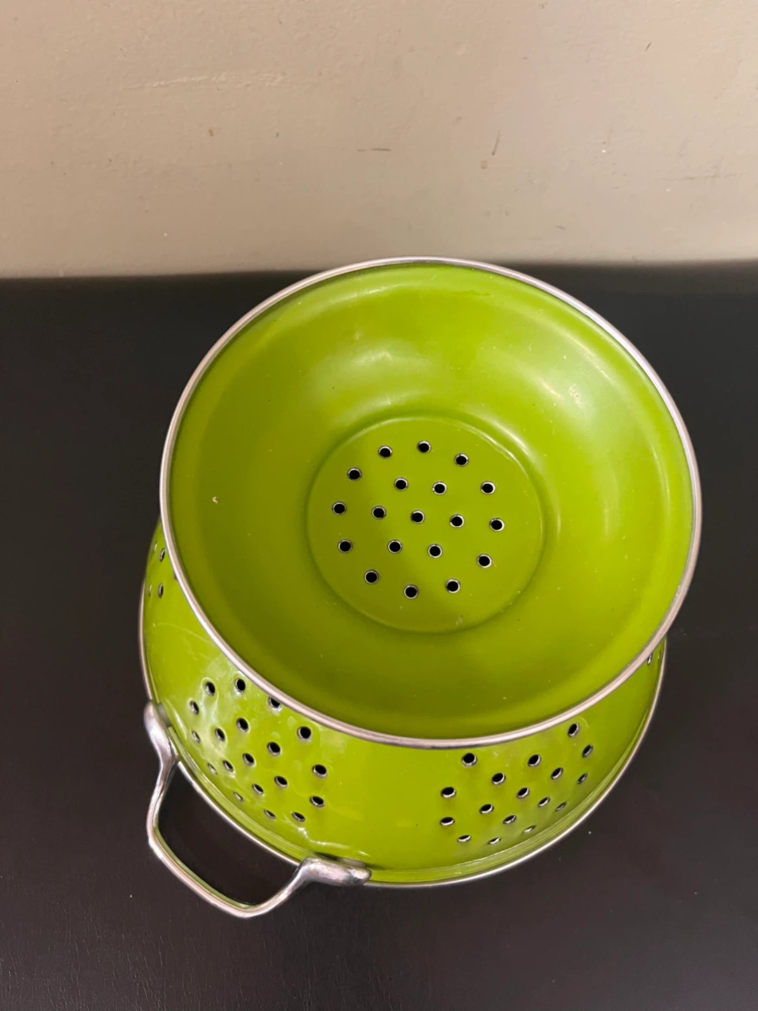 Enamel 9” Colander Pasta Rice Strainer Green - photo 3