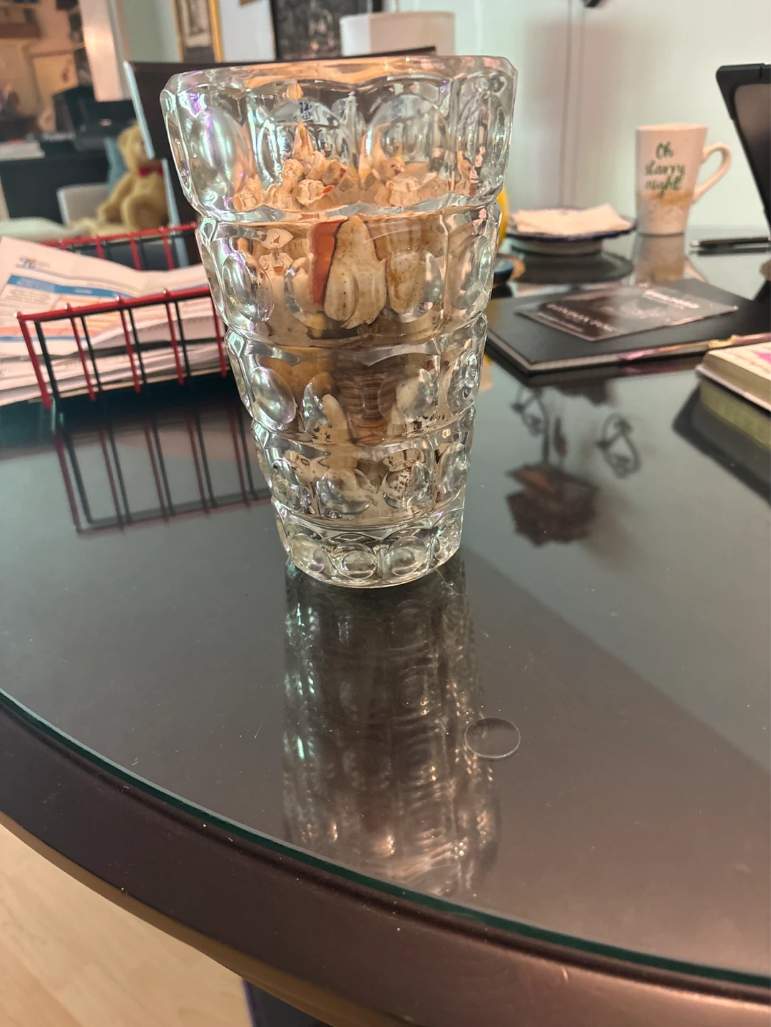 Decorative Glass Vase with Shells