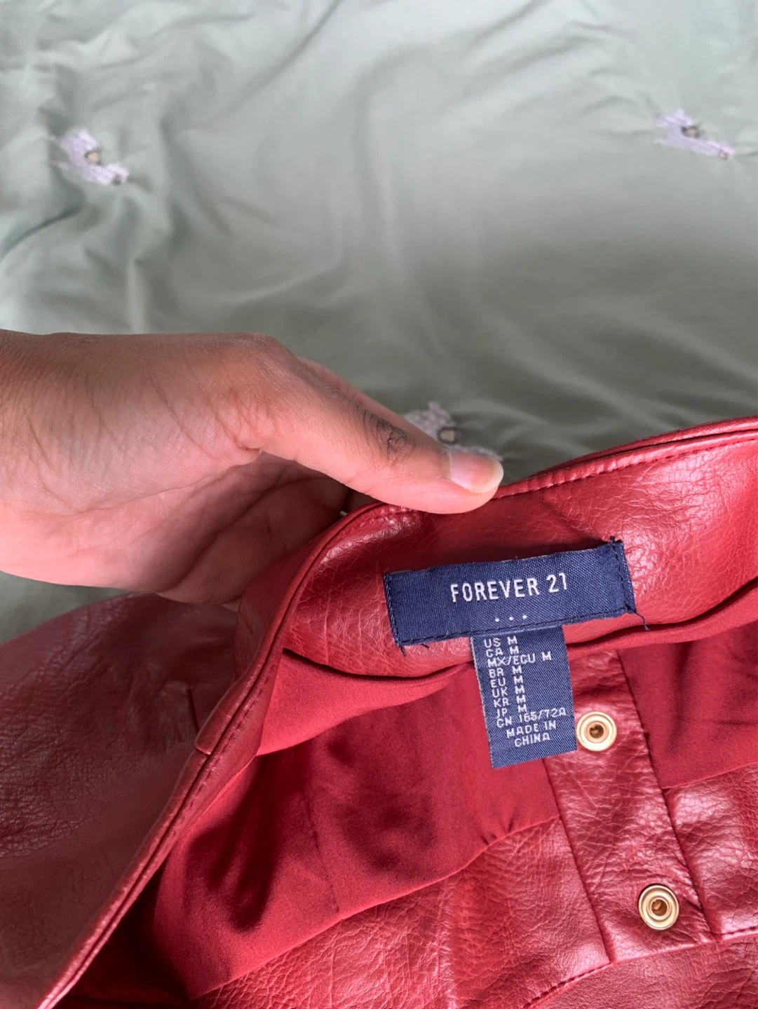 Red Faux Leather Button-Front Mini Skirt - photo 3