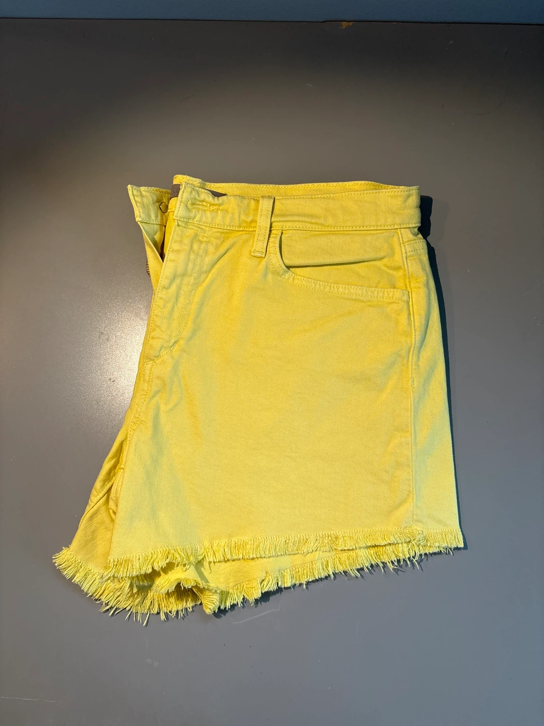 Yellow Denim Frayed Hem Shorts Size 10 - photo 5