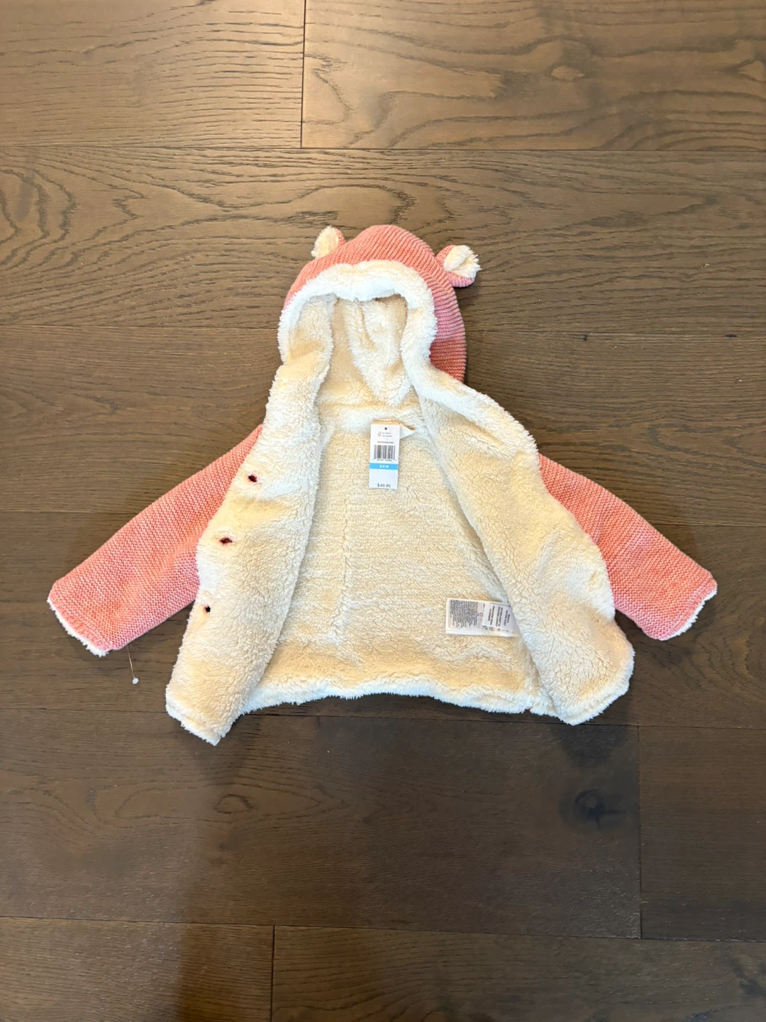 Baby gap pink knit warm Sherpa jacket 6-12M NWT - photo 3