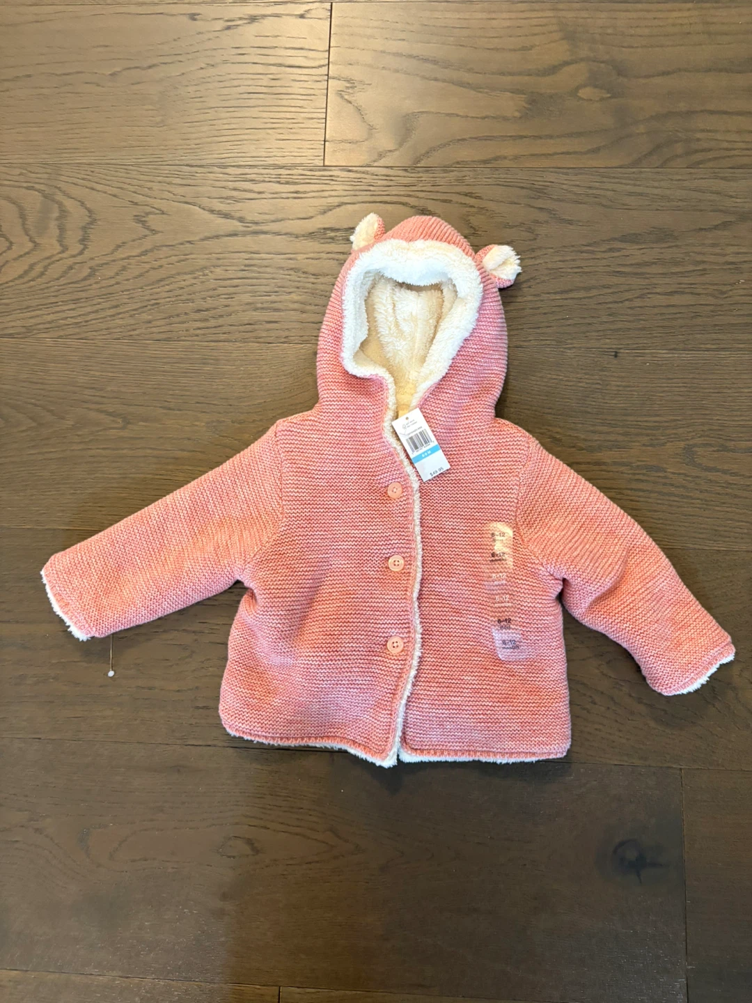 Baby gap pink knit warm Sherpa jacket 6-12M NWT