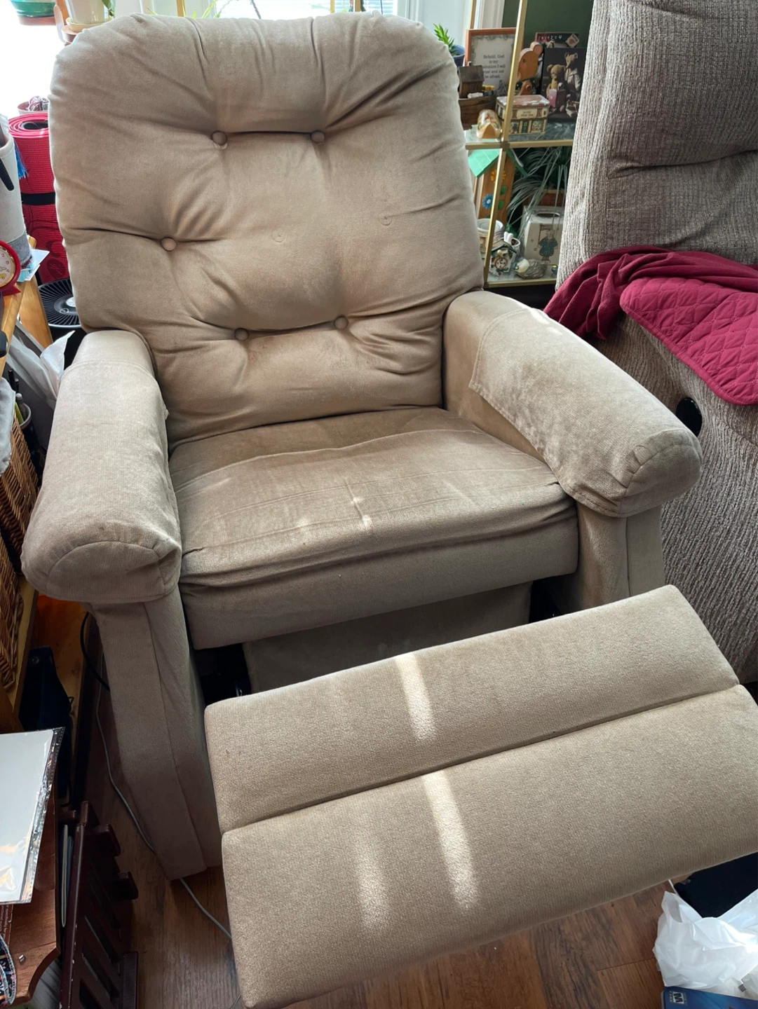 Tan Recliner Chair with footrest