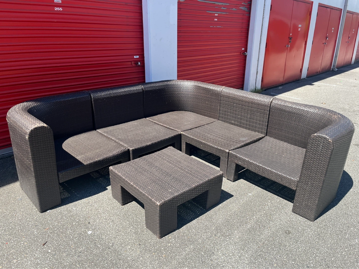 Wicker Sectional Outdoor Sofa Set with Coffee Table