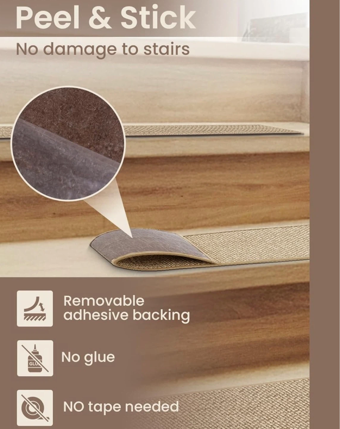 New Carpet Stair Treads 15 Pieces Beige - photo 3