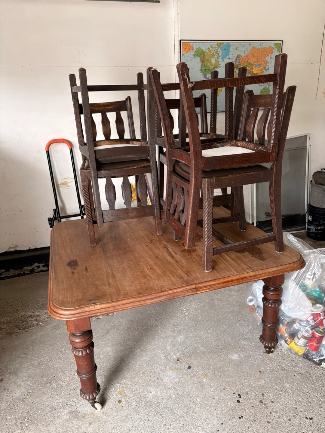Antique wood table and chairs