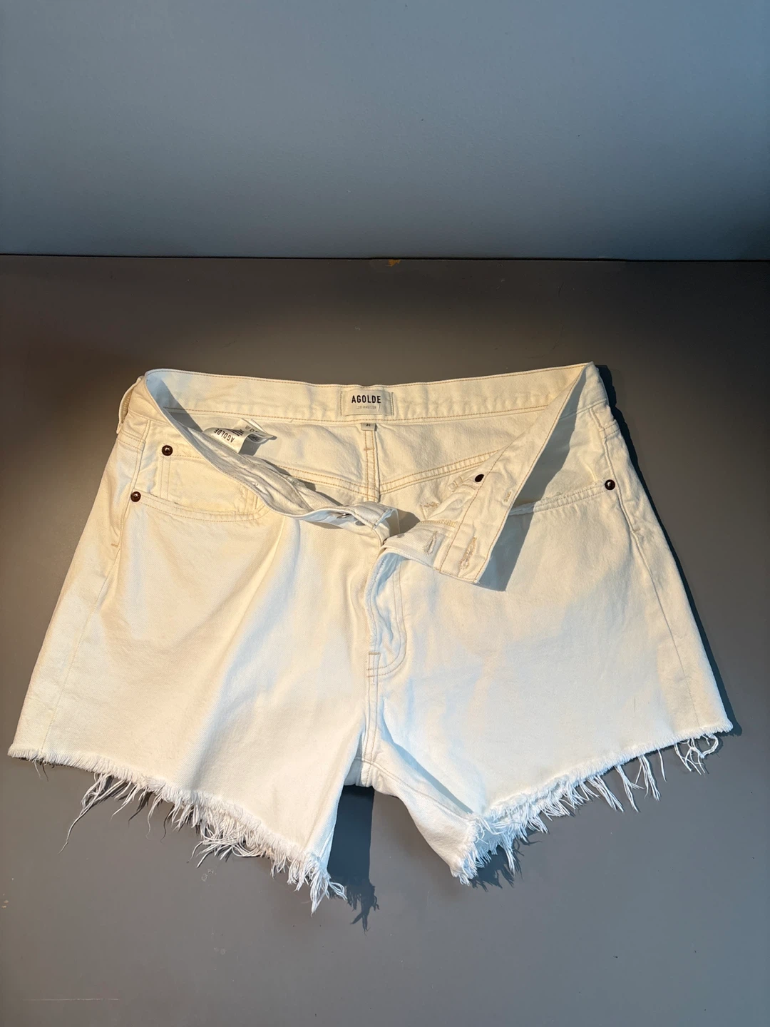 AGOLDE White Denim Cutoff shorts