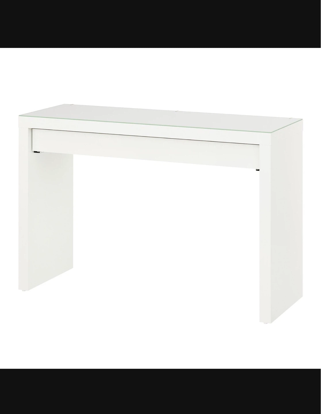 White Desk with Glass Top and Drawer