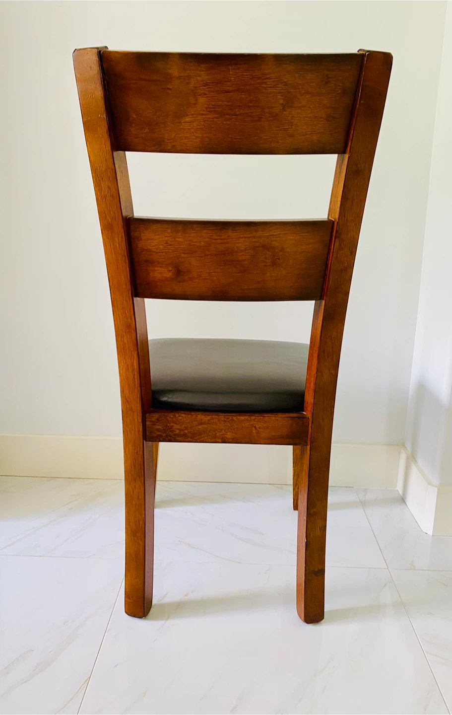 Solid wood Dining Chair with dark brown faux leather - photo 2