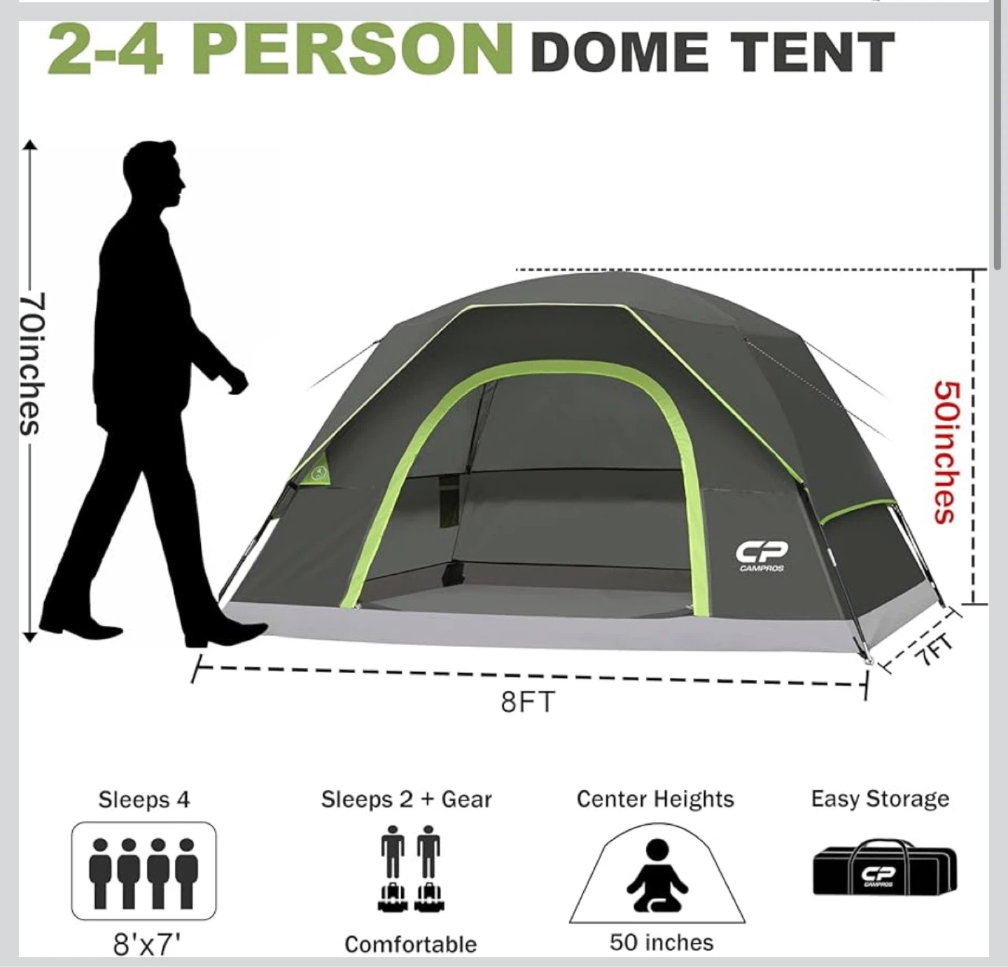 CP Campros 2-4 Person Dome Tent - photo 2