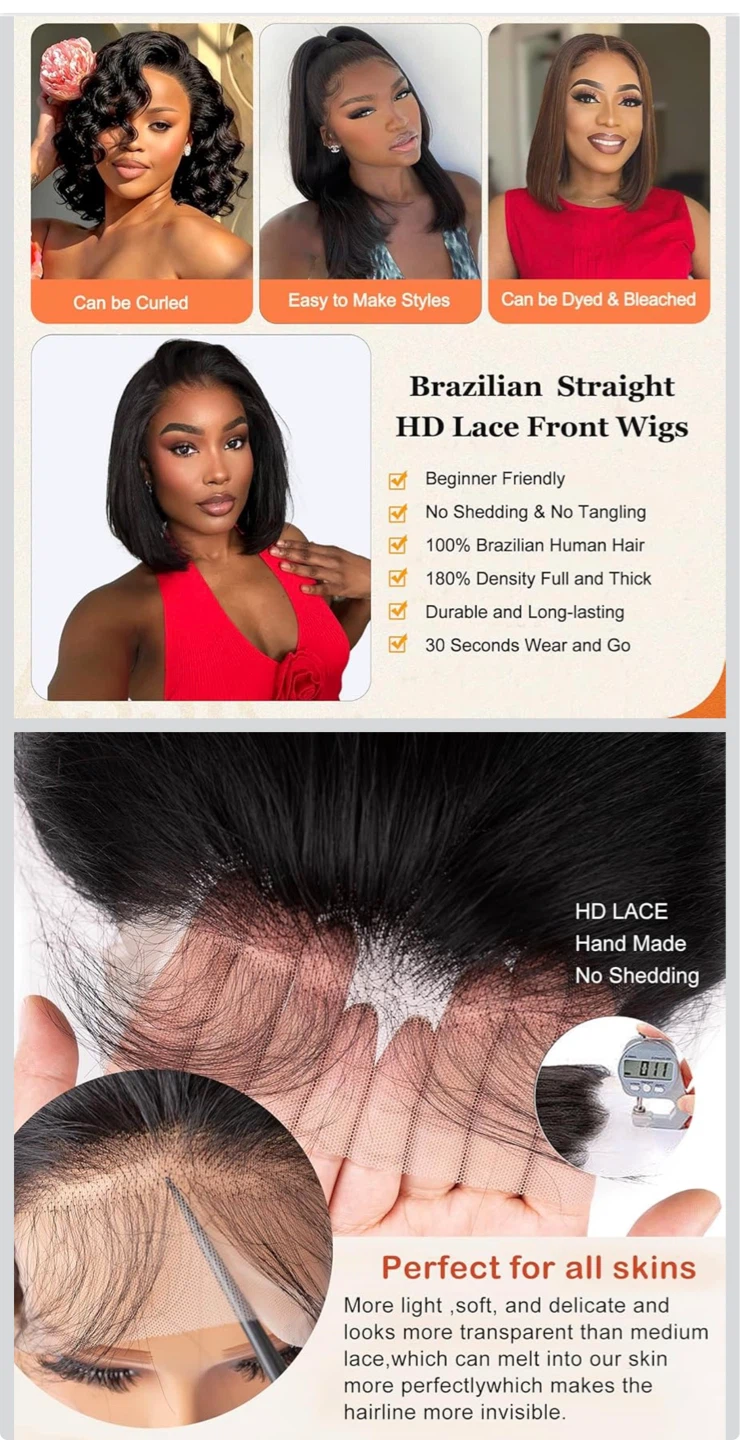 Brazilian Straight HD Lace Front Wigs - 100% Human Hair - photo 3