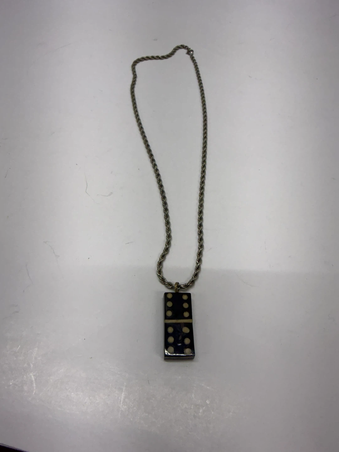 Domino Pendant Necklace Retro Charm Chain Sterling - photo 2
