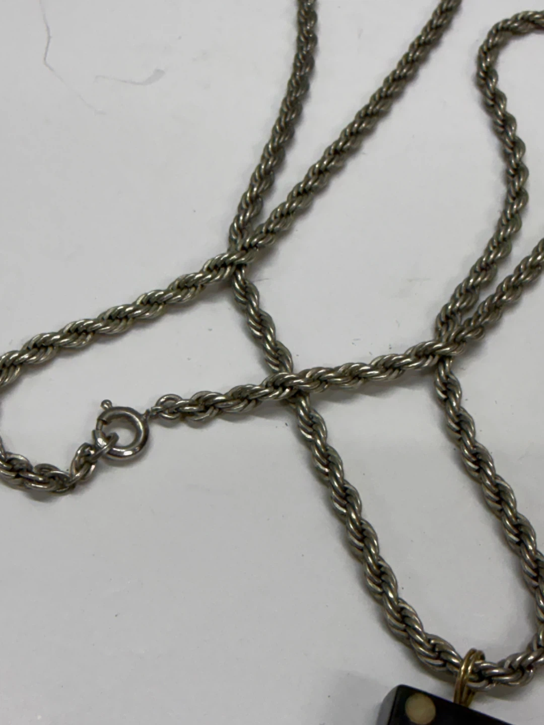 Domino Pendant Necklace Retro Charm Chain Sterling - photo 4