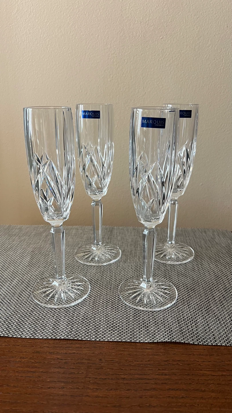 Set of 4 Marquis by Waterford Crystal Brookside Champagne Flutes