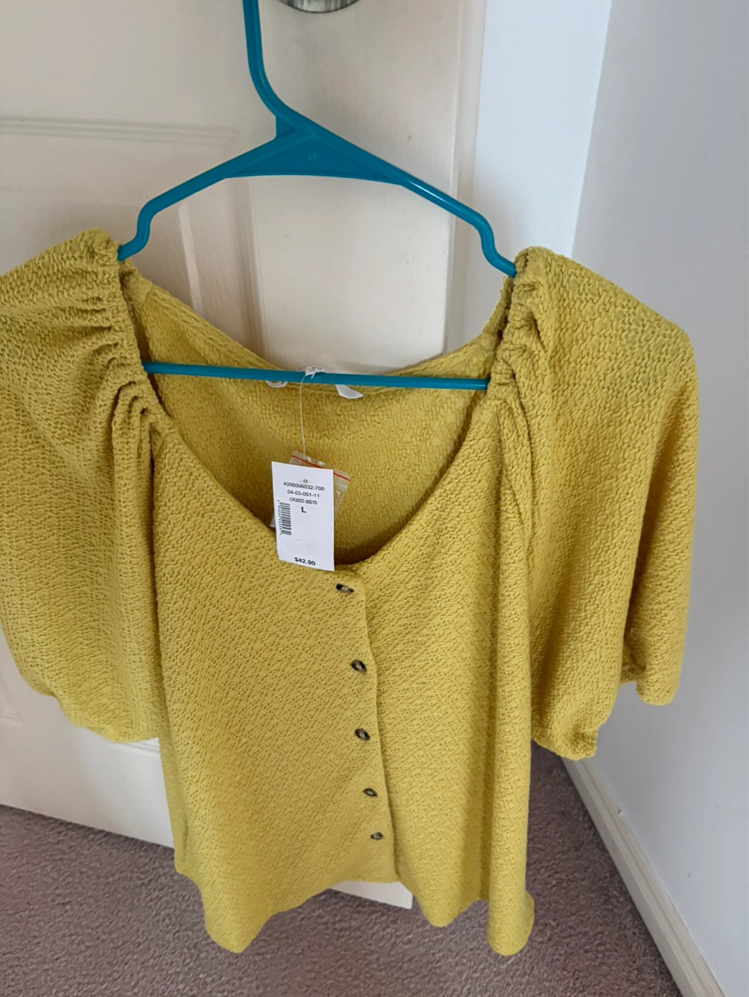 Cleo Yellow Textured Blouse - Size L