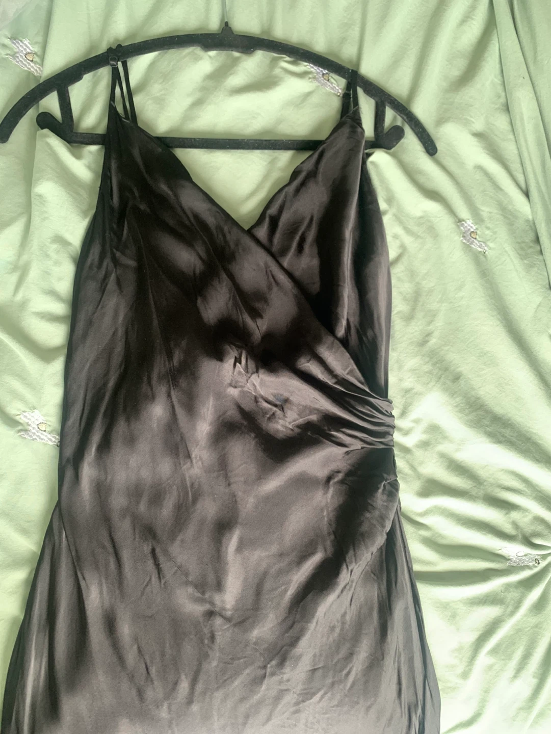Zara Black Satin Wrap Dress Size Medium