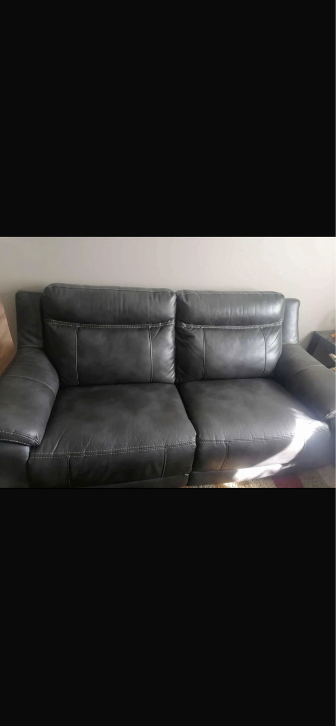 Dark Grey Faux Leather Sofa