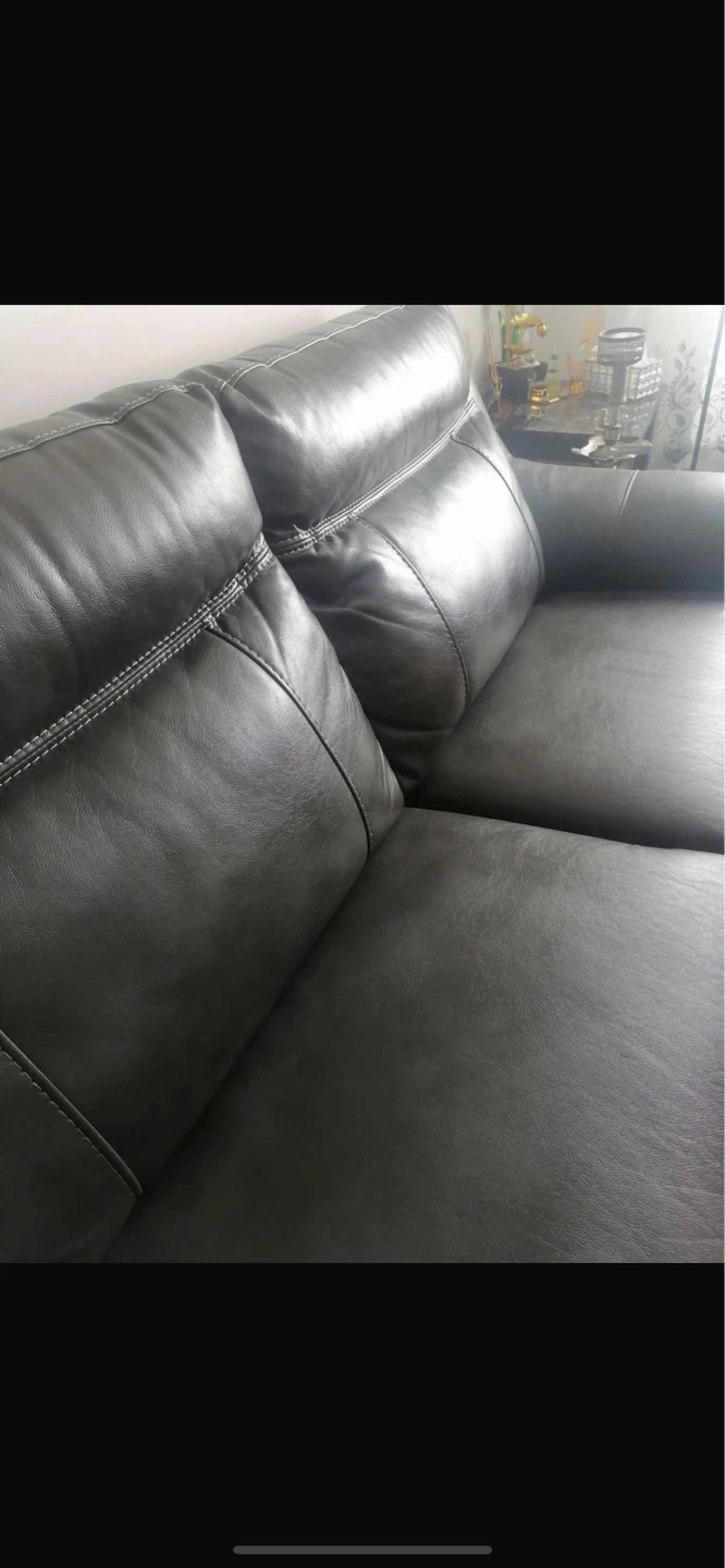 Dark Grey Faux Leather Sofa - photo 2