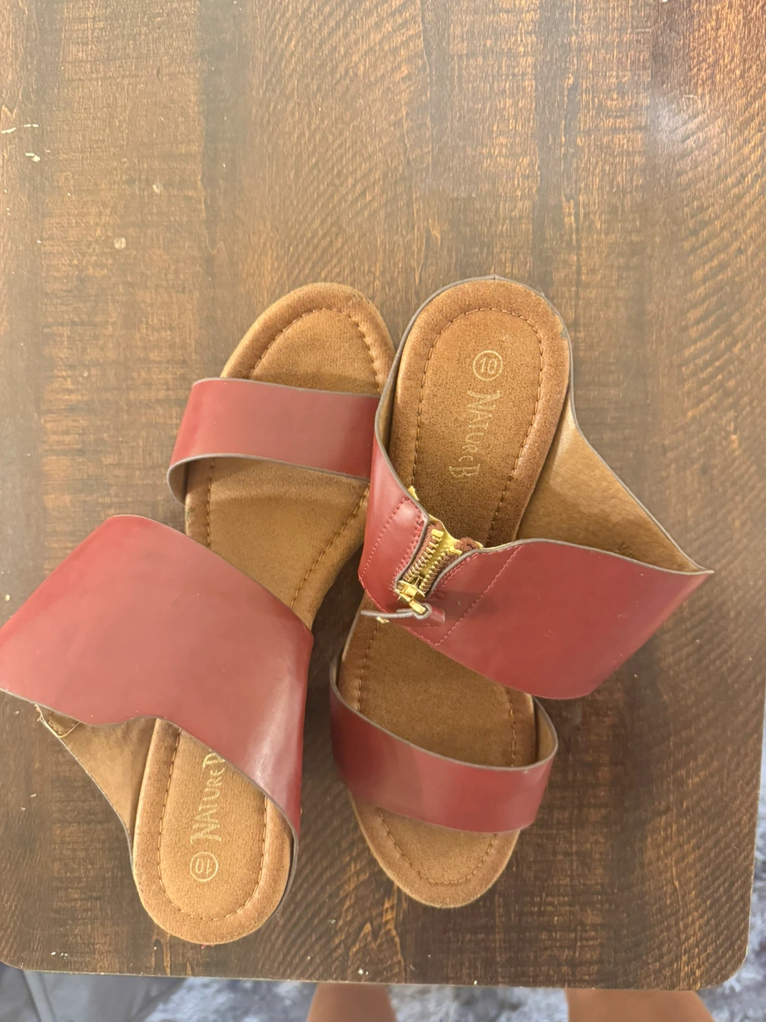 Nature Breeze Women's Red Chunky Heel Clogs Size 10