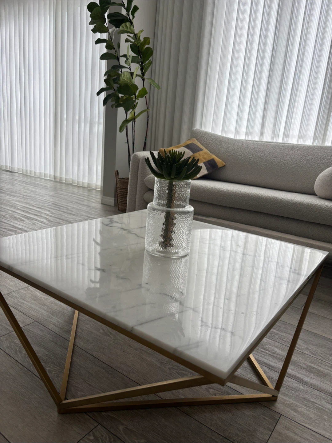 Marble top coffee table with gold base