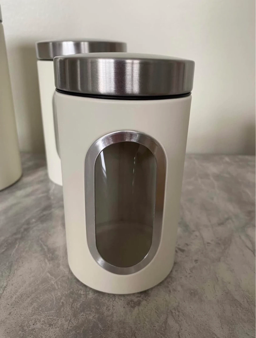 Set of 3 Cream Canisters with Stainless Steel Lids - photo 4