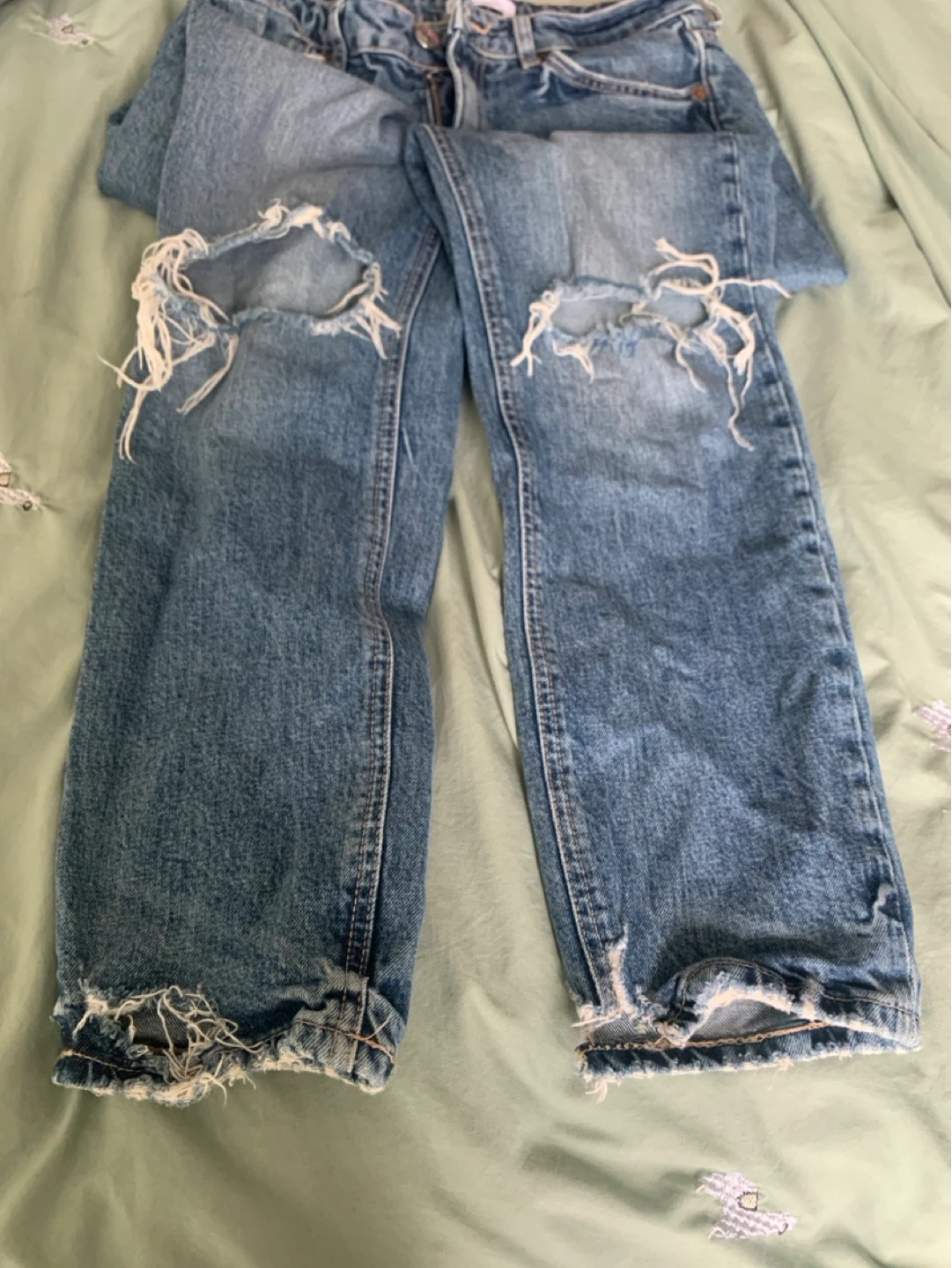 ZARA Blue Denim Ripped Jeans - Size 8 - photo 2
