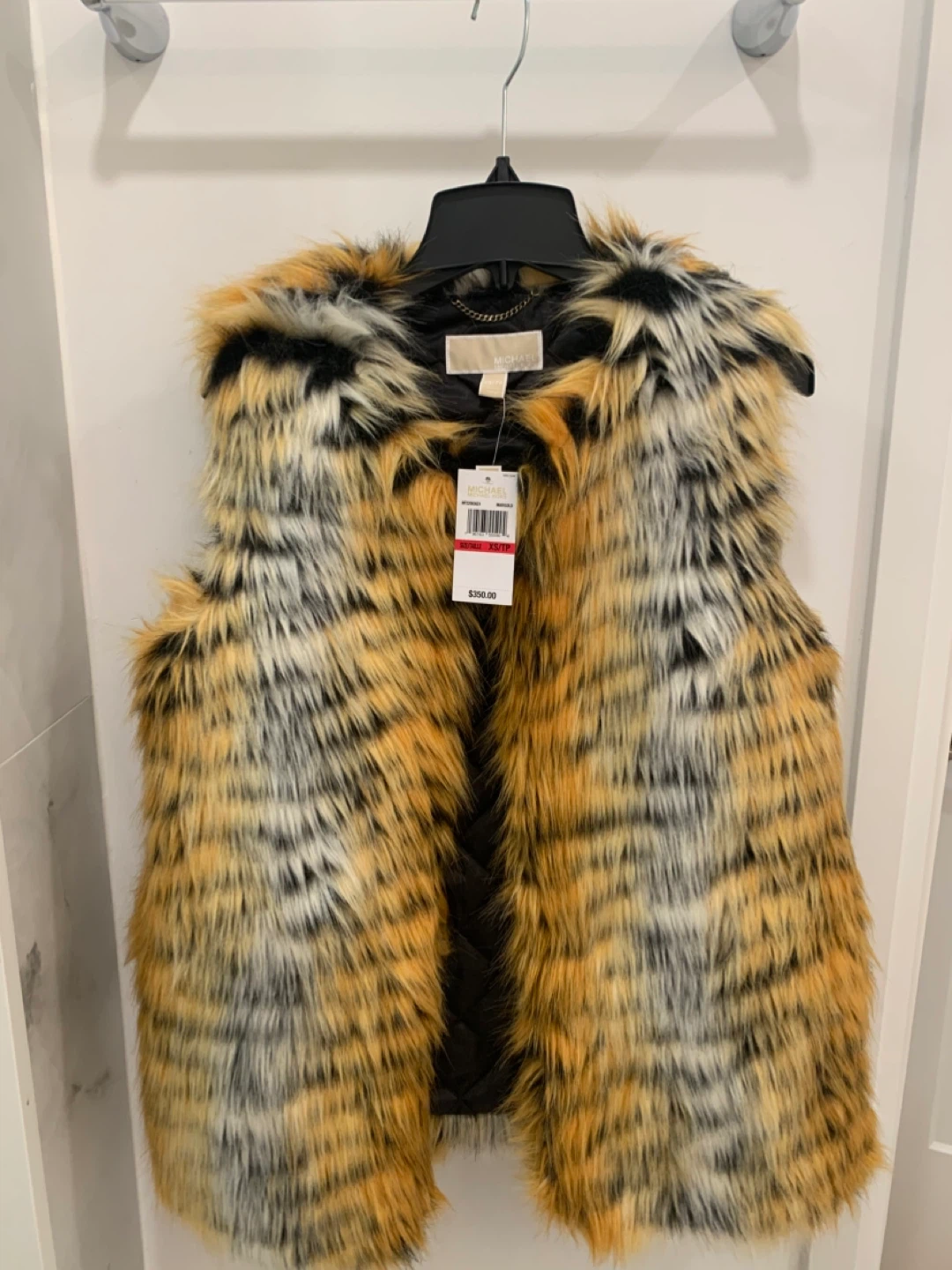 NWT Michael Kors Faux Fur Vest XS/TP Marigold