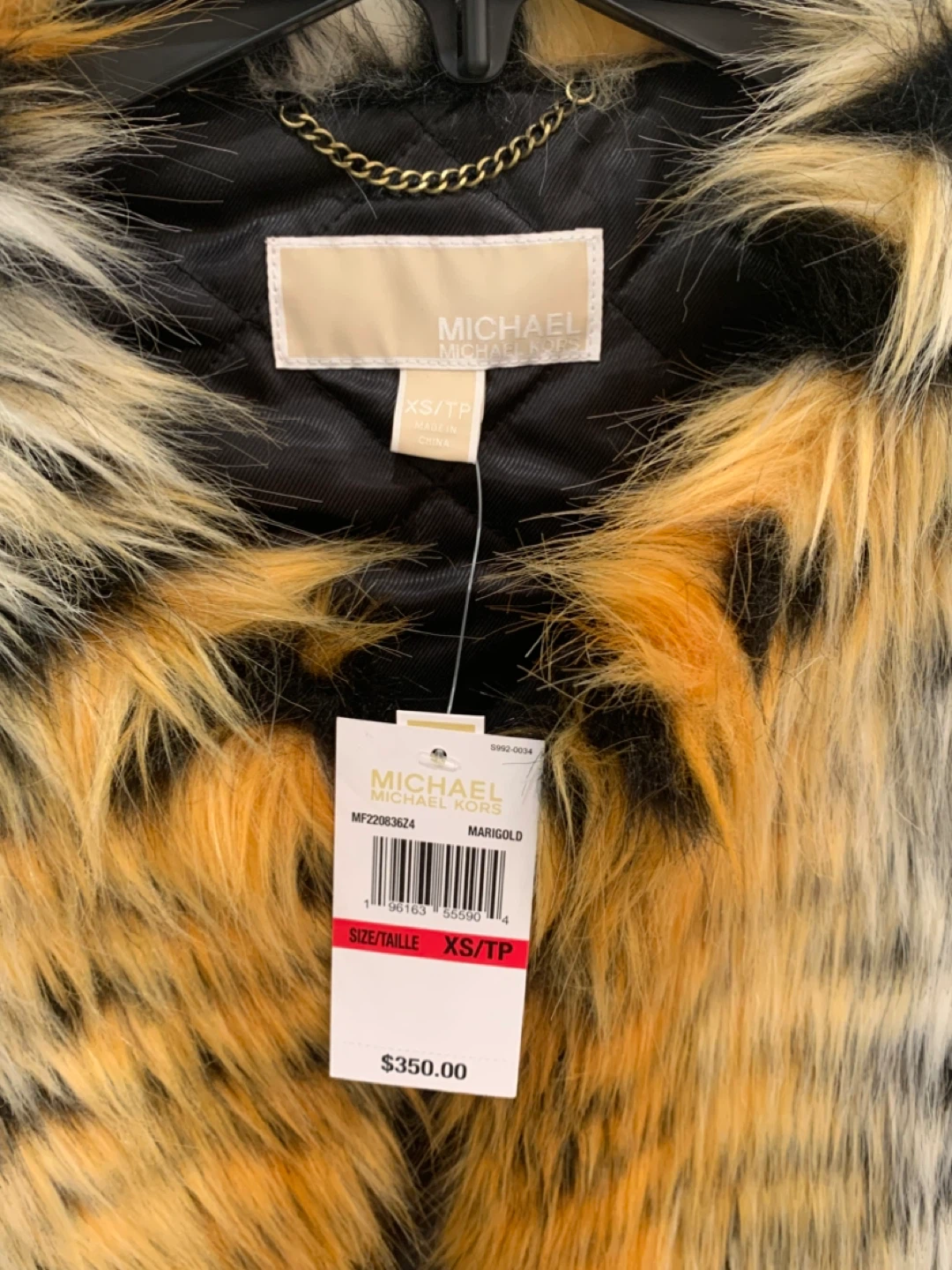 NWT Michael Kors Faux Fur Vest XS/TP Marigold - photo 2