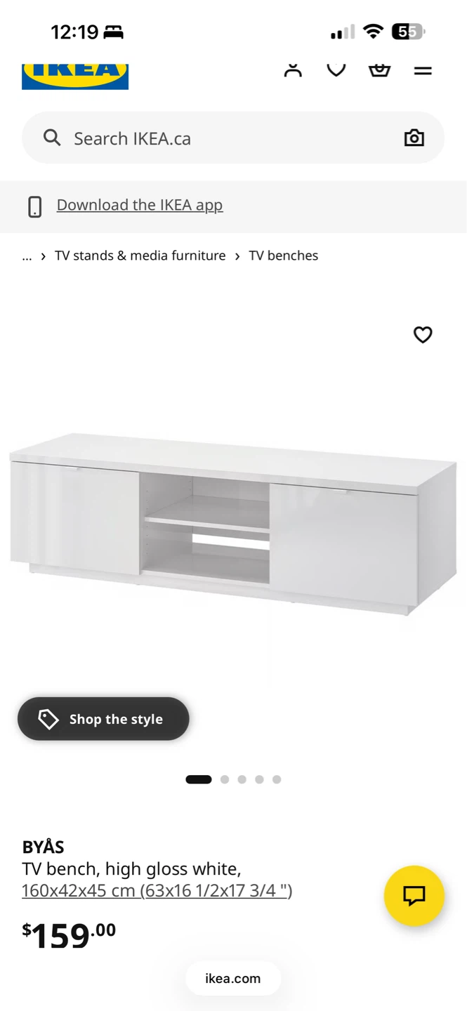 IKEA BYÅS TV Bench - High Gloss White - photo 4