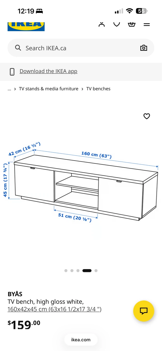 IKEA BYÅS TV Bench - High Gloss White - photo 5