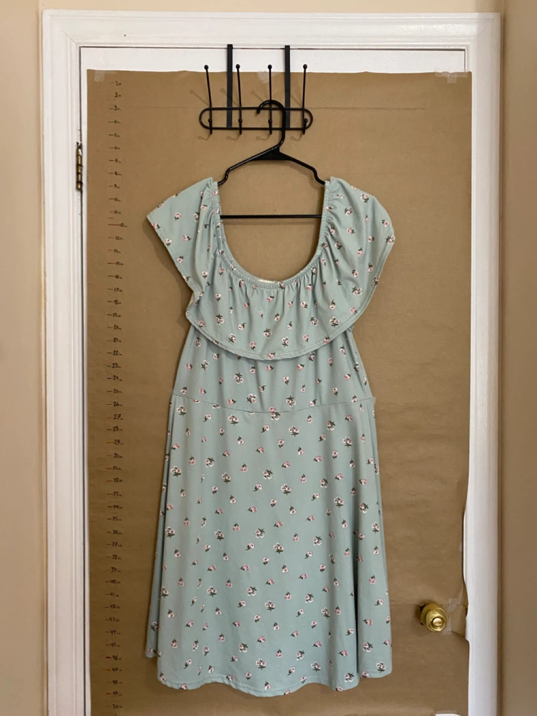 Light cool mint Floral Off-the-Shoulder Dress