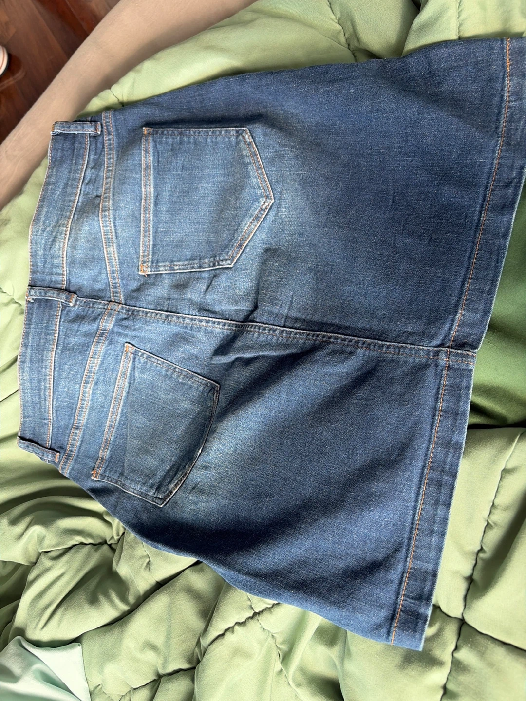 Denim Skirt with Side Stripes - photo 2