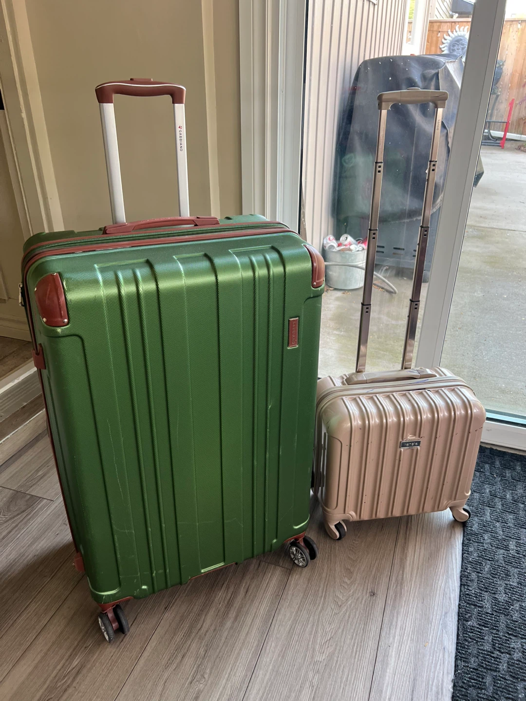 Luggage.  Two pieces.  With vintage cookbooks