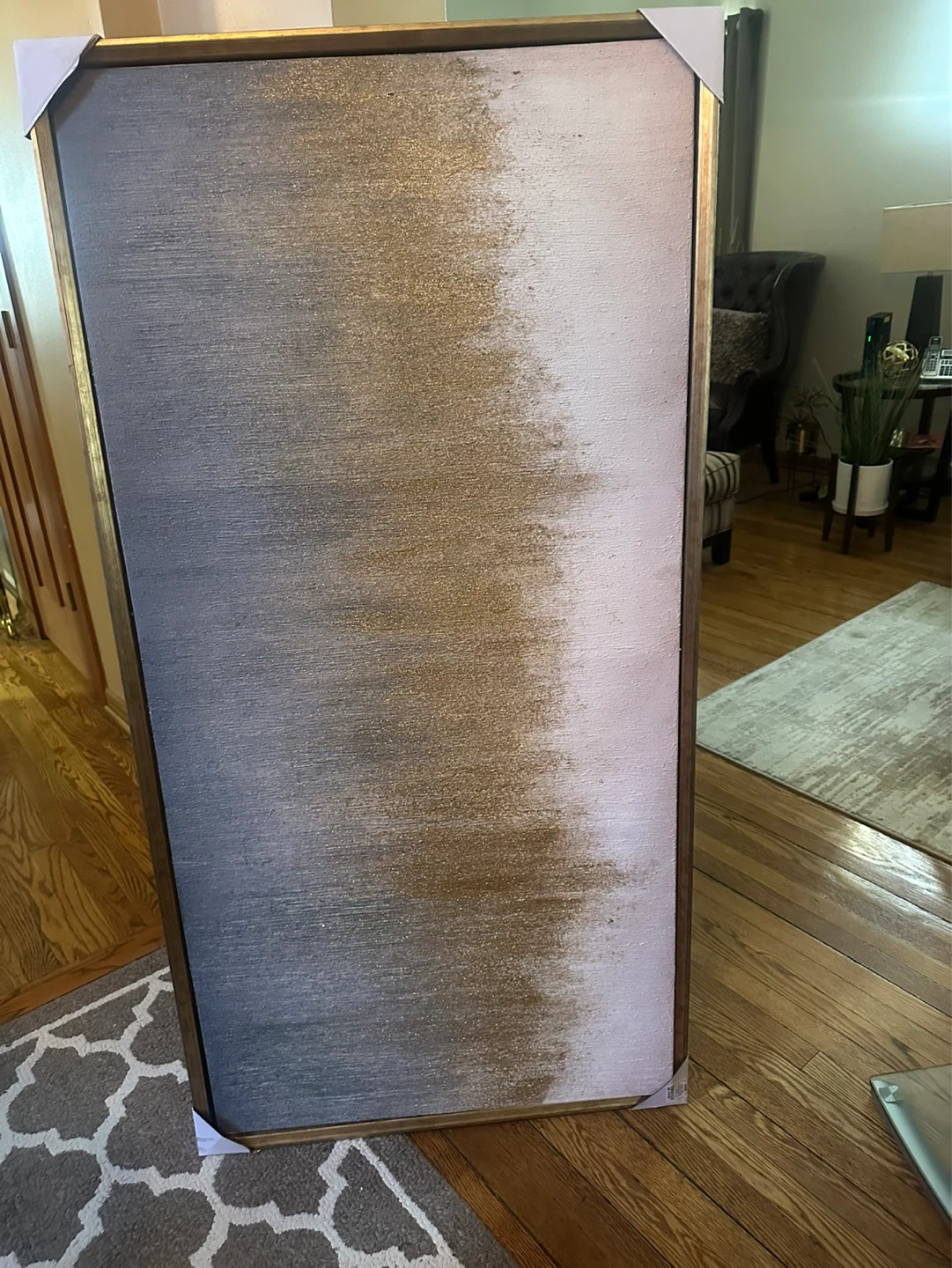 Abstract Canvas Wall Art with Gold and Gray Tones