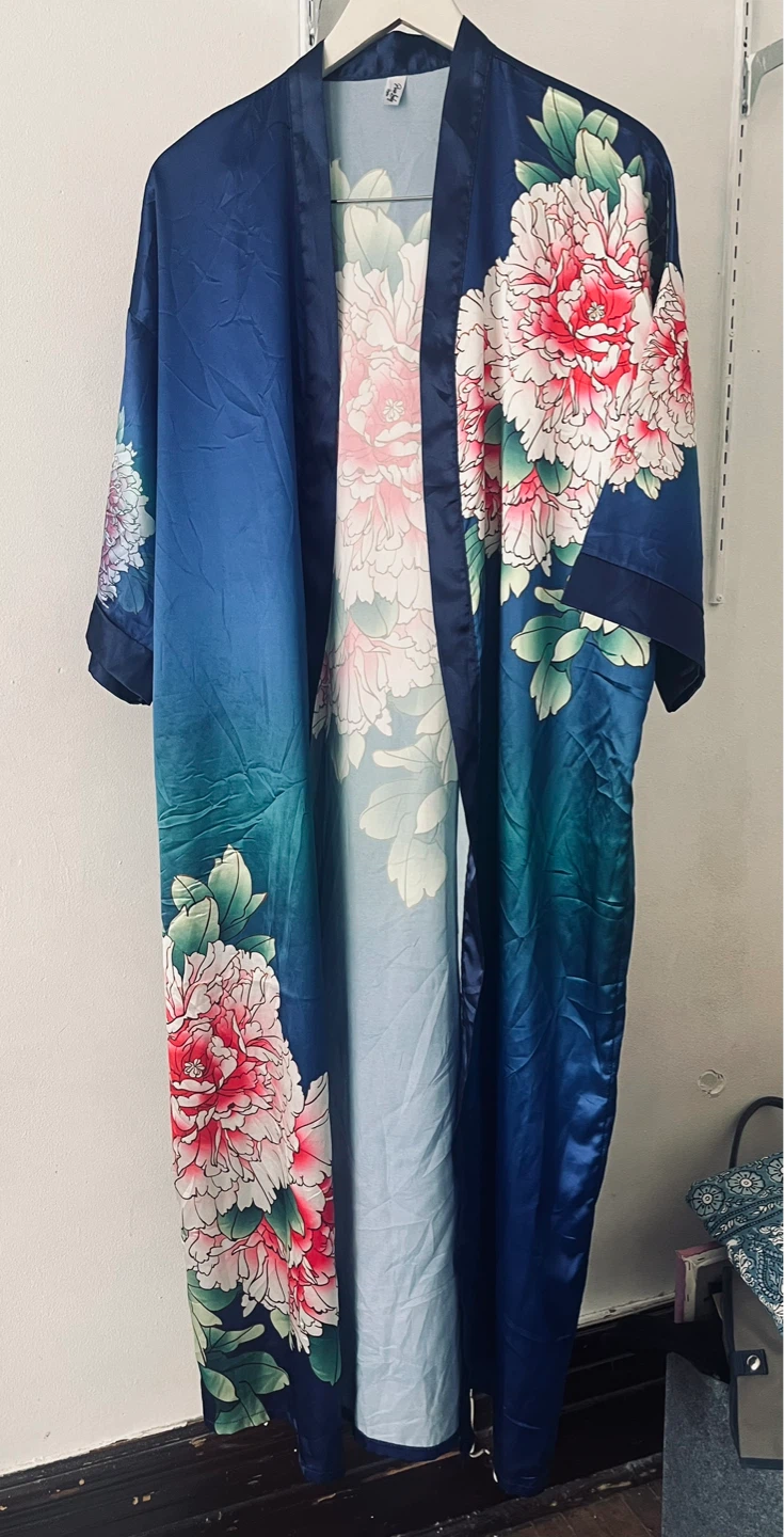 Blue floral kimono robe - photo 3