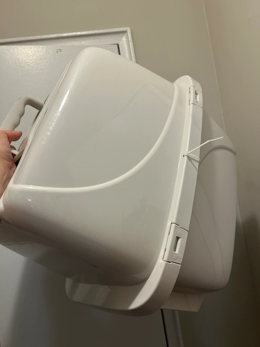Covered Cat Litter Box (Flaw & Missing Flap) - Off-White