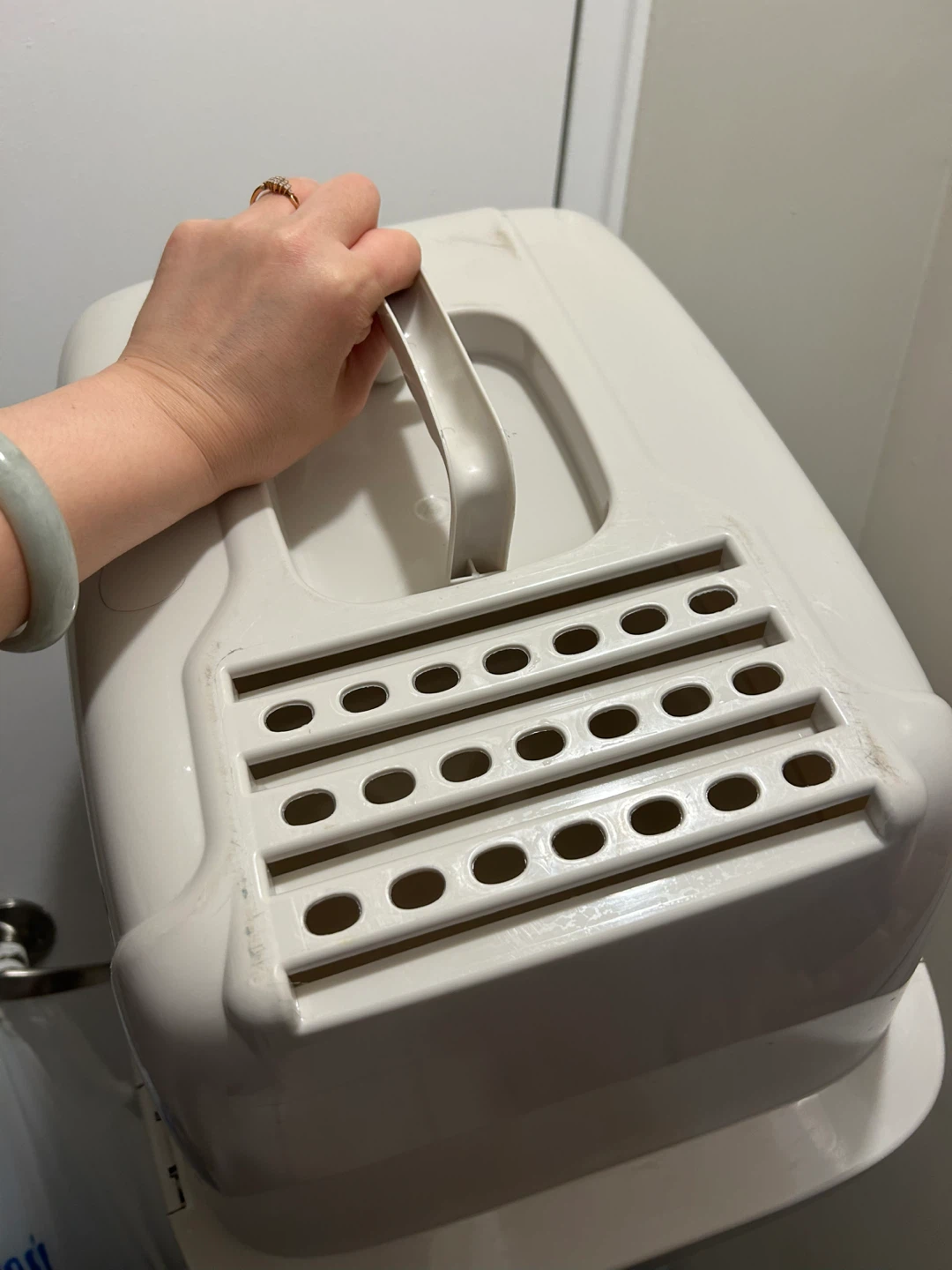 Covered Cat Litter Box (Flaw & Missing Flap) - Off-White - photo 3