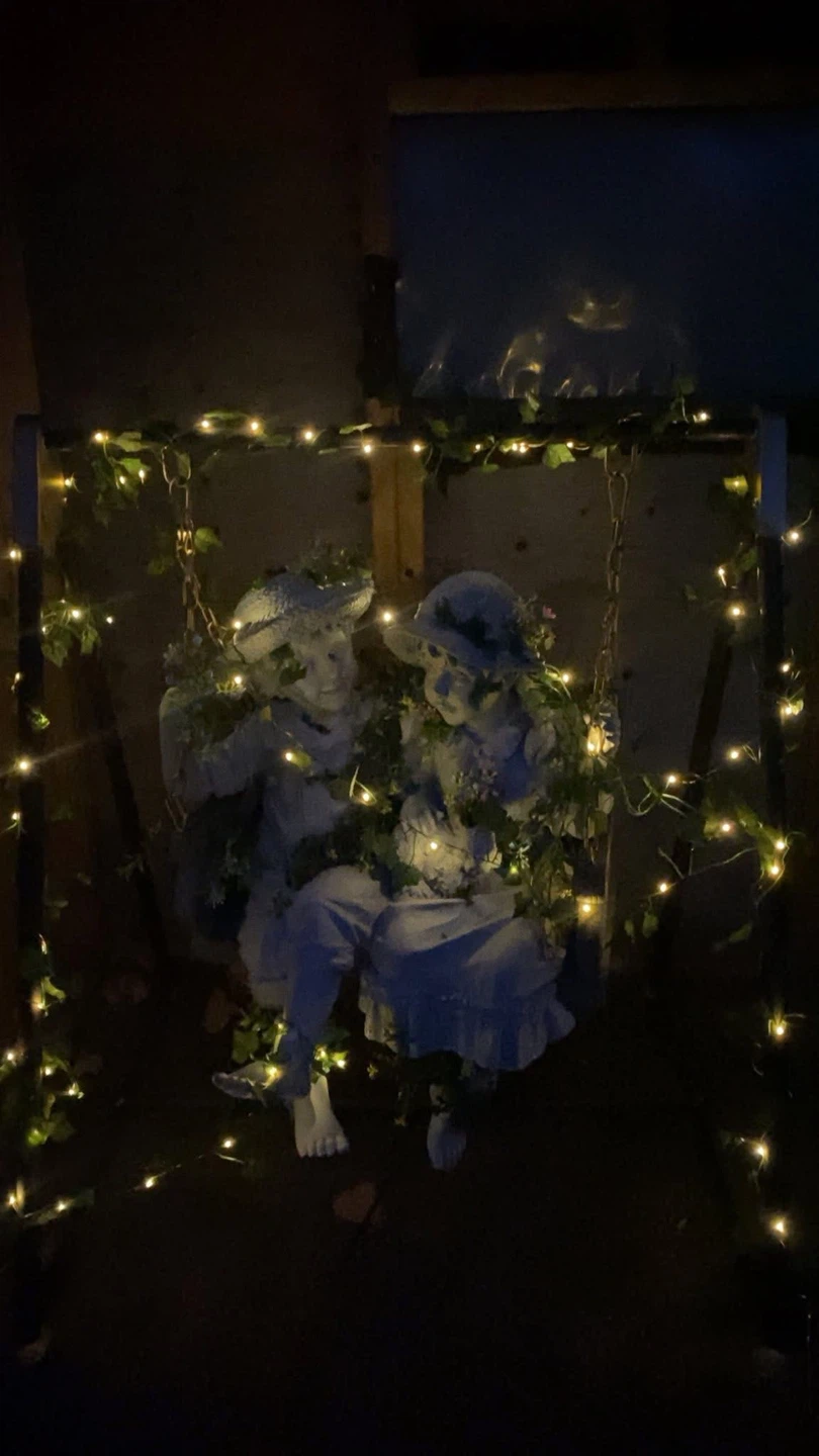 Garden Statue of Two Children on a Swing - photo 2