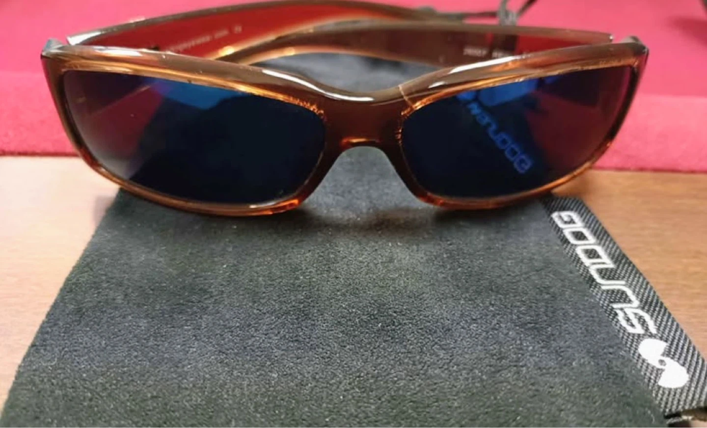 Sundog Sunglasses Amber Frame Blue Lens with Soft Case