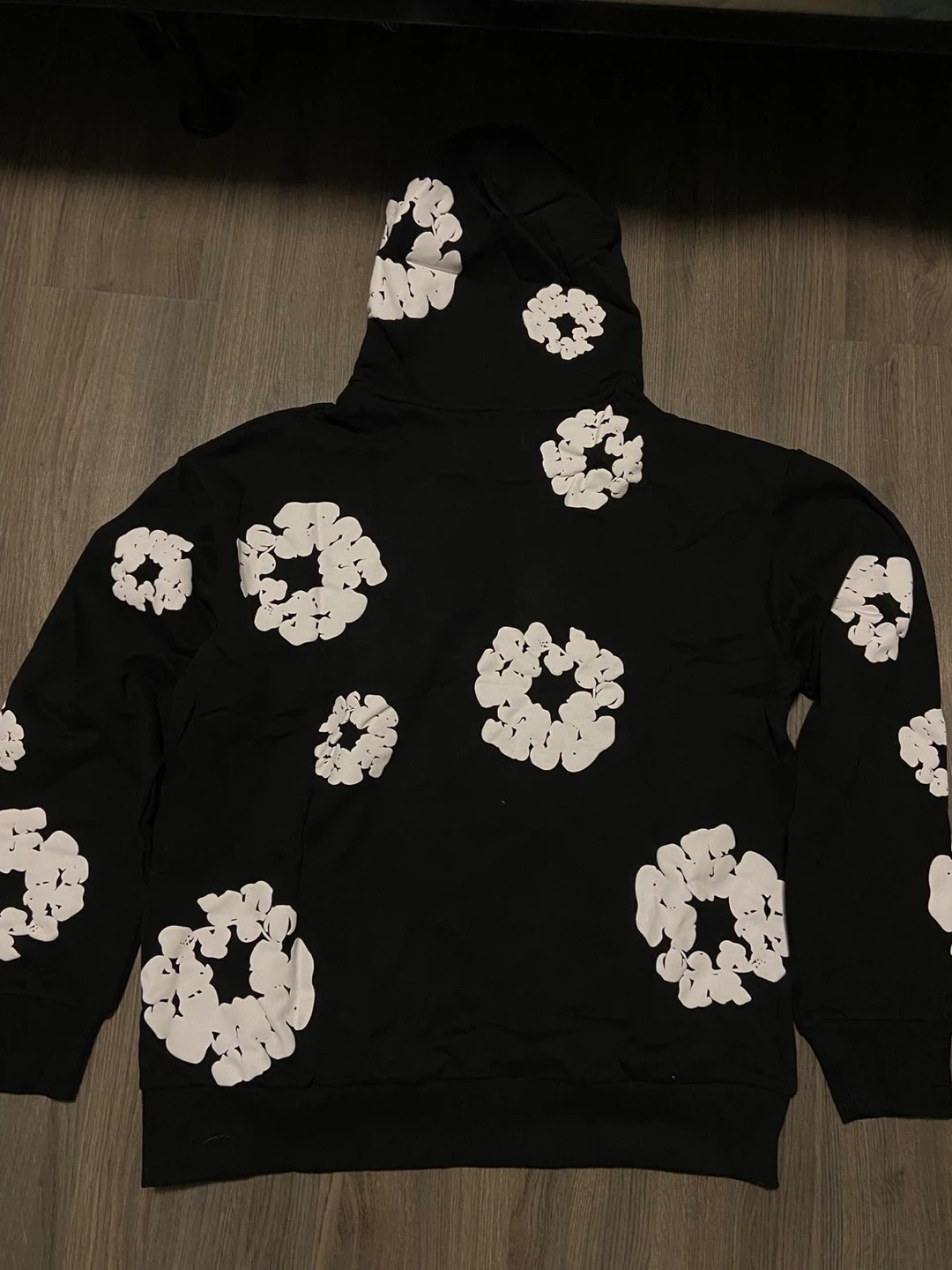 DENIM TEARS Hoodie Black White Flower Print